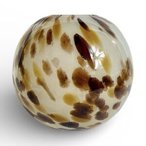 Anthropologie Hand Blown Art Glass Vase Brown Ivory